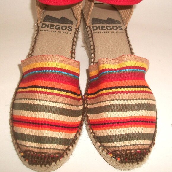 NWOB DIEGO Carmen Striped Espadrilles Handmade in Spain w Adjustable Snap Strap - Picture 3 of 8